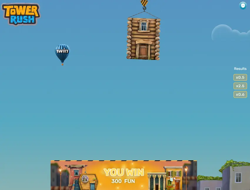 Tower Rush cashout screen